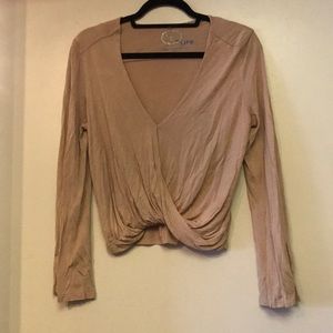 Blue Life tan low v blouse